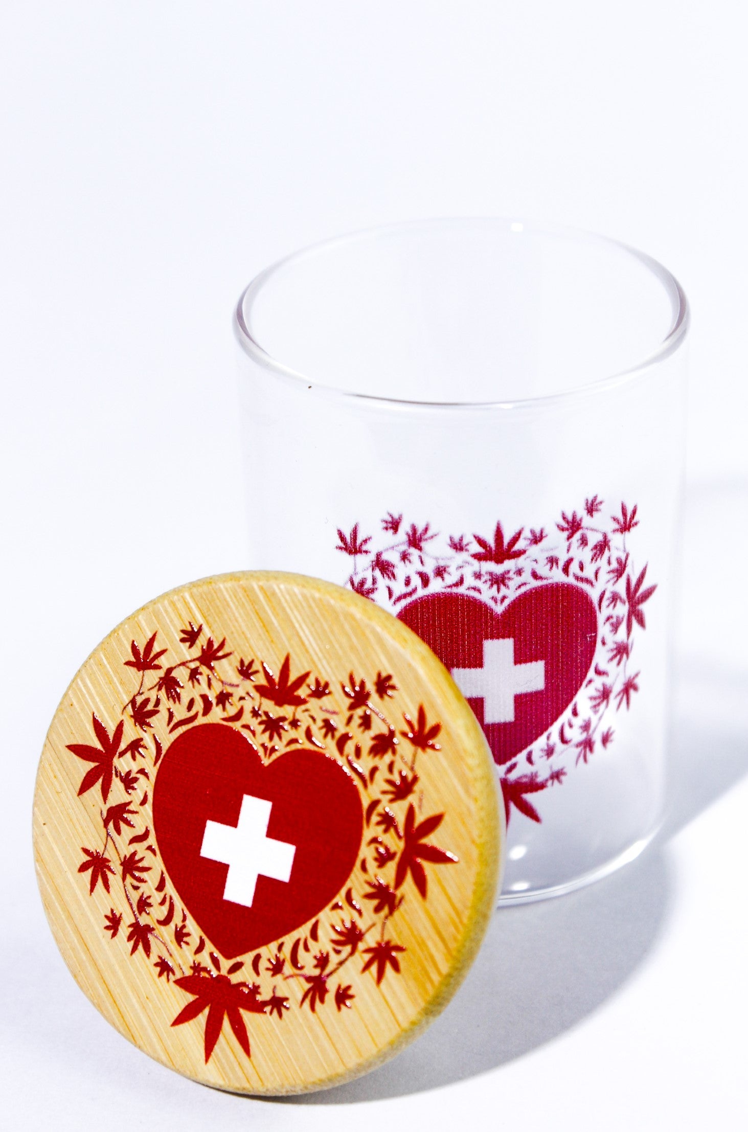 Hearts jar with bamboo lid